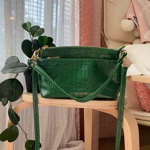 Divina Firenze Handbag Crossbody Green Leather